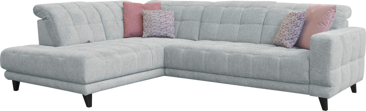 ECKSOFA in Webstoff Hellgrau  216/302 cm  - Hellgrau/Schwarz, Design, Holz/Textil (216/302cm) - Xora