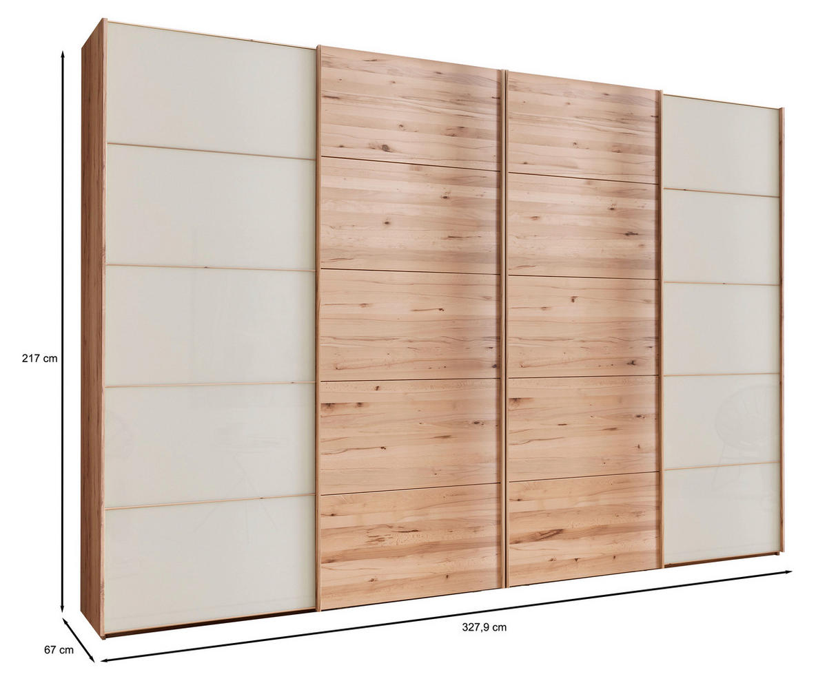 FÜGGESZTETT TOLÓAJTÓS SZEKRÉN részben tömörfa bükk bükk, Pezsgő  - Pezsgő/bükk, Natur, faalapú anyag/Üveg (330/217/67cm) - Linea Natura
