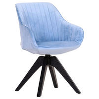 ARMLEHNSTUHL  Stoffauswahl, Sitzfläche 360° drehbar Velours  - Schwarz/Hellblau, LIFESTYLE, Holz/Textil (60/83/65cm) - home24