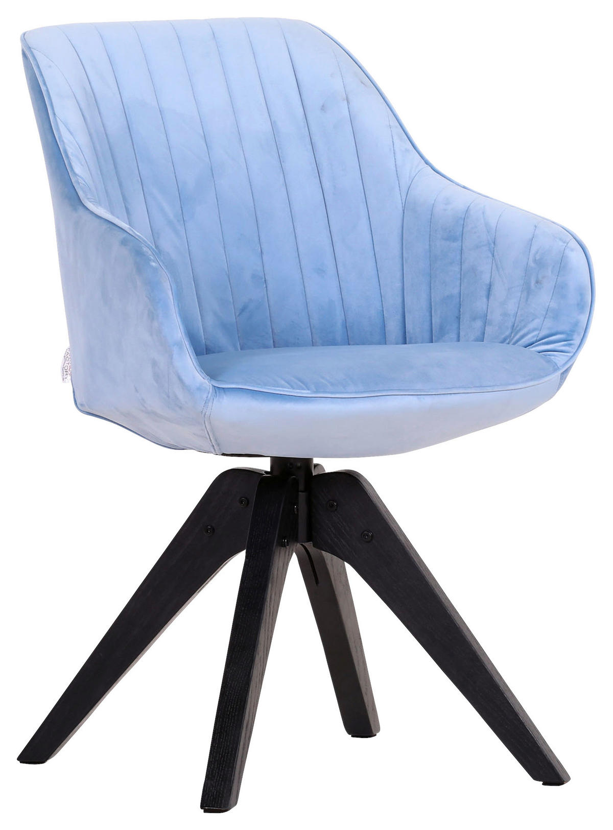 ARMLEHNSTUHL  Stoffauswahl, Sitzfläche 360° drehbar Velours  - Schwarz/Hellblau, LIFESTYLE, Holz/Textil (60/83/65cm) - home24