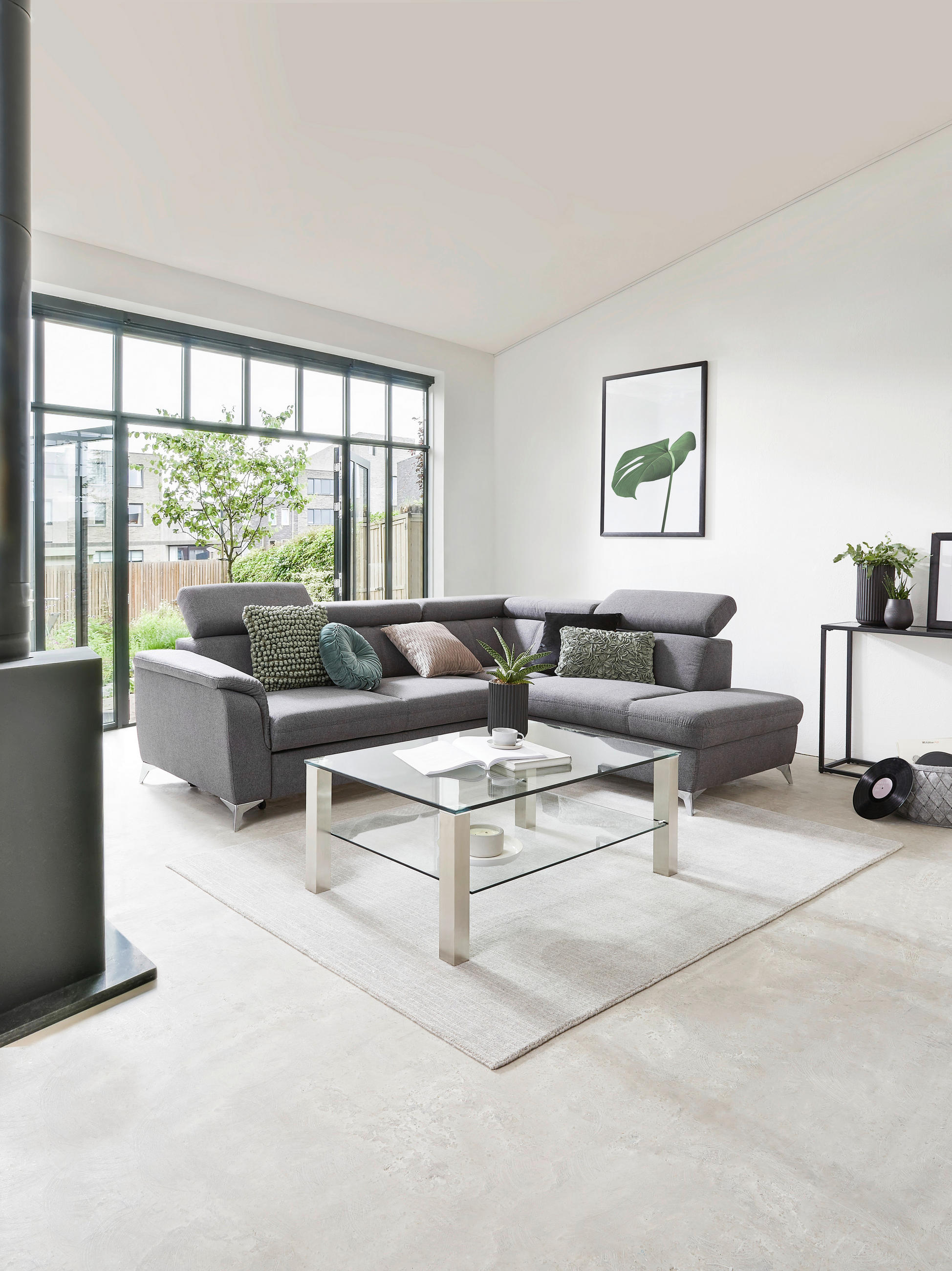 COUCHTISCH Klarglas 110/70/43 cm rechteckig Klar, Edelstahlfarben  - Klar/Edelstahlfarben, Design, Glas/Metall (110/70/43cm) - Novel