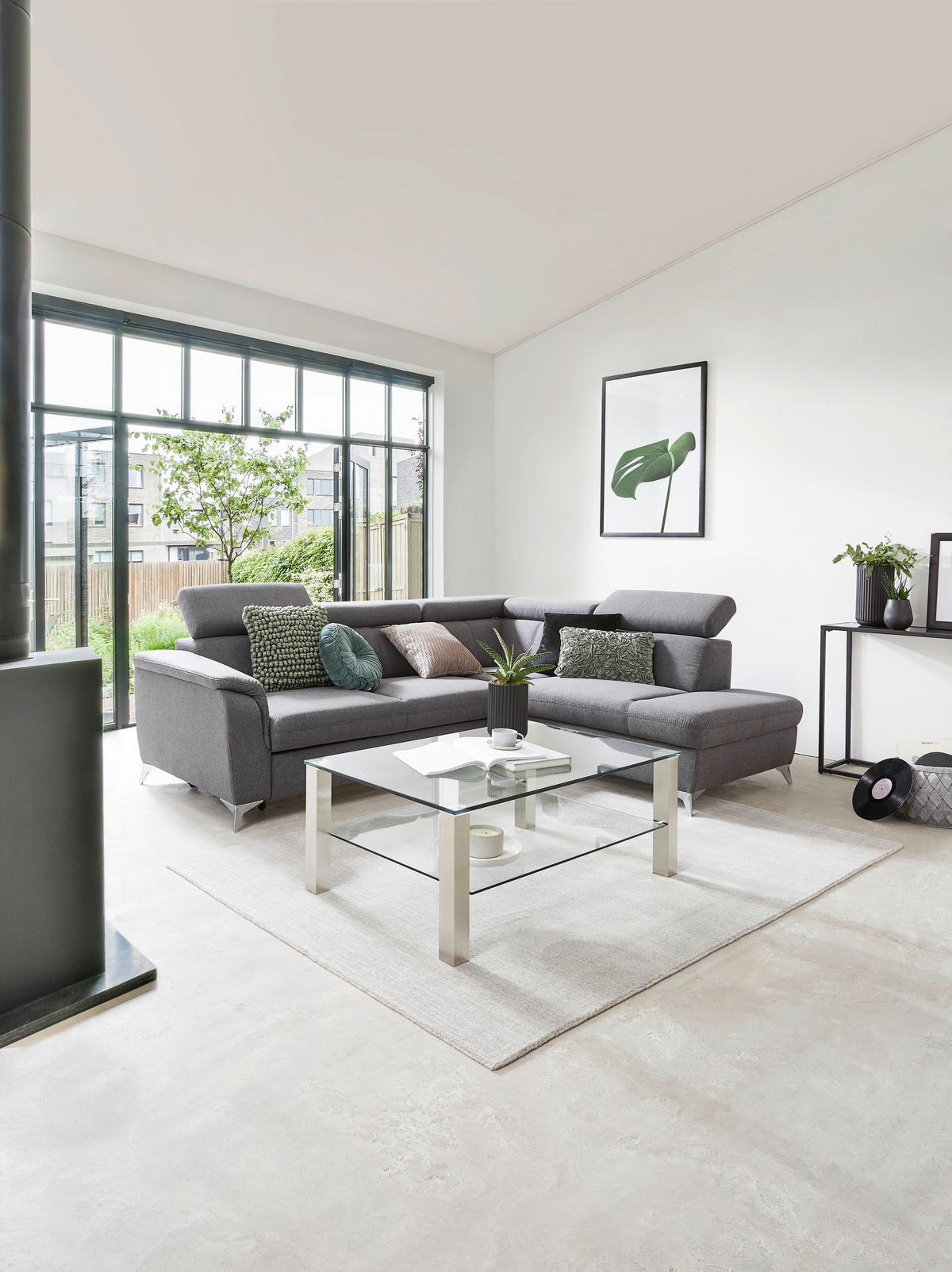 COUCHTISCH Klarglas 110/70/43 cm rechteckig Klar, Edelstahlfarben  - Klar/Edelstahlfarben, Design, Glas/Metall (110/70/43cm) - Novel