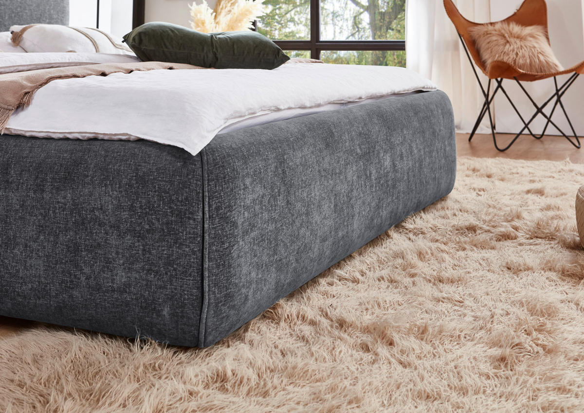 POLSTERBETT Bettkasten, Lattenroste Grau 180/200 cm  - Birkefarben/Buchefarben, Design, Holz/Textil (180/200cm) - Xora