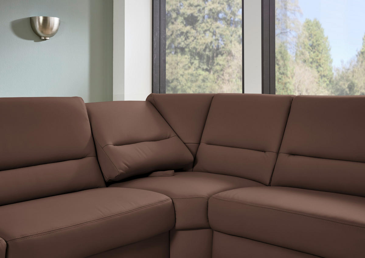 ECKSOFA Echtleder Braun  - Schwarz/Braun, Konventionell, Leder/Metall (290/249cm) - Beldomo Premium