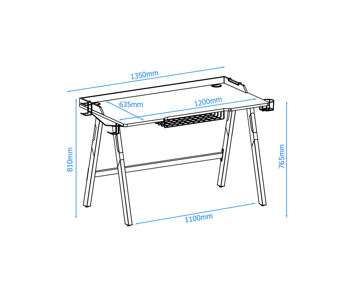GAMINGTISCH Rot, Schwarz  - Rot/Schwarz, Design, Holzwerkstoff/Metall (137/81/65cm) - MID.YOU