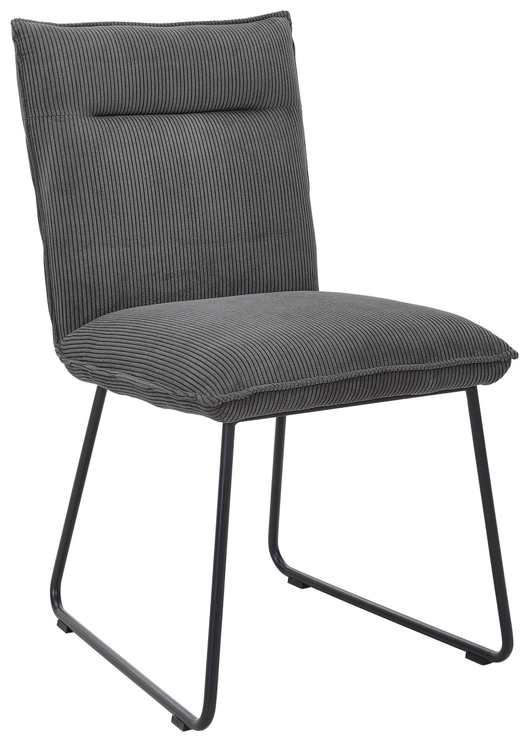 STUHL  in Eisen Feincord  - Anthrazit/Schwarz, Design, Textil/Metall (47/87/62cm) - Johann Jakob