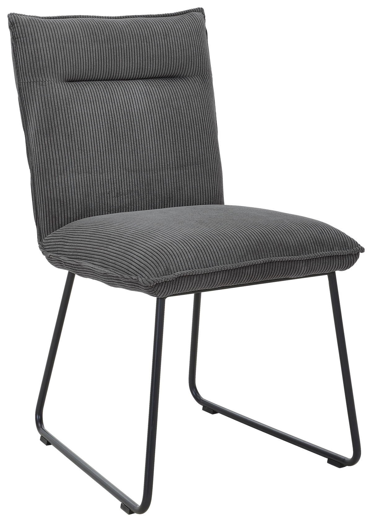 STUHL Eisen Feincord  - Anthrazit/Schwarz, Design, Textil/Metall (47/87/62cm) - Johann Jakob