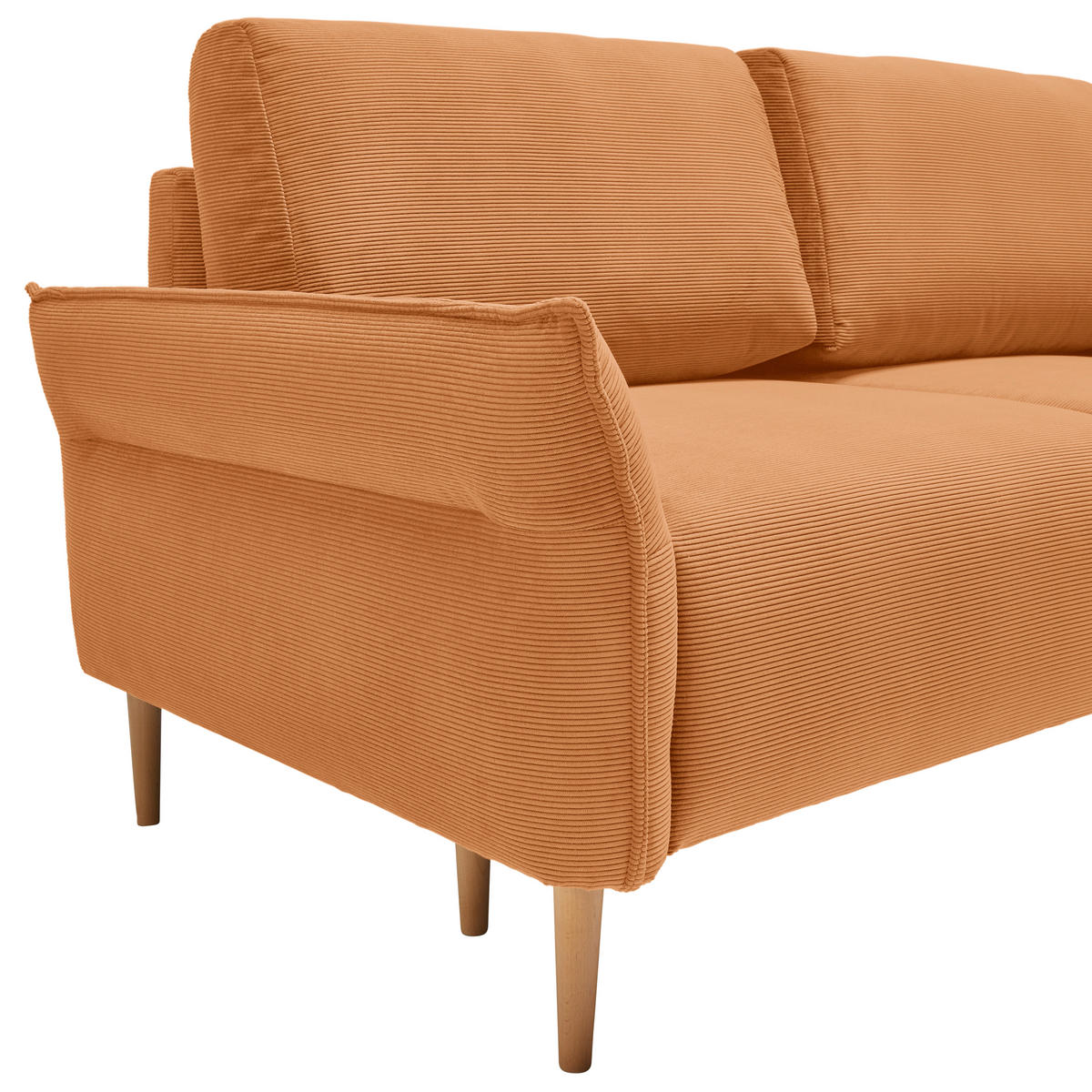 3-SITZER-SOFA Cord Orange  - Naturfarben/Orange, Modern, Holz/Textil (183/85/92cm) - MID.YOU