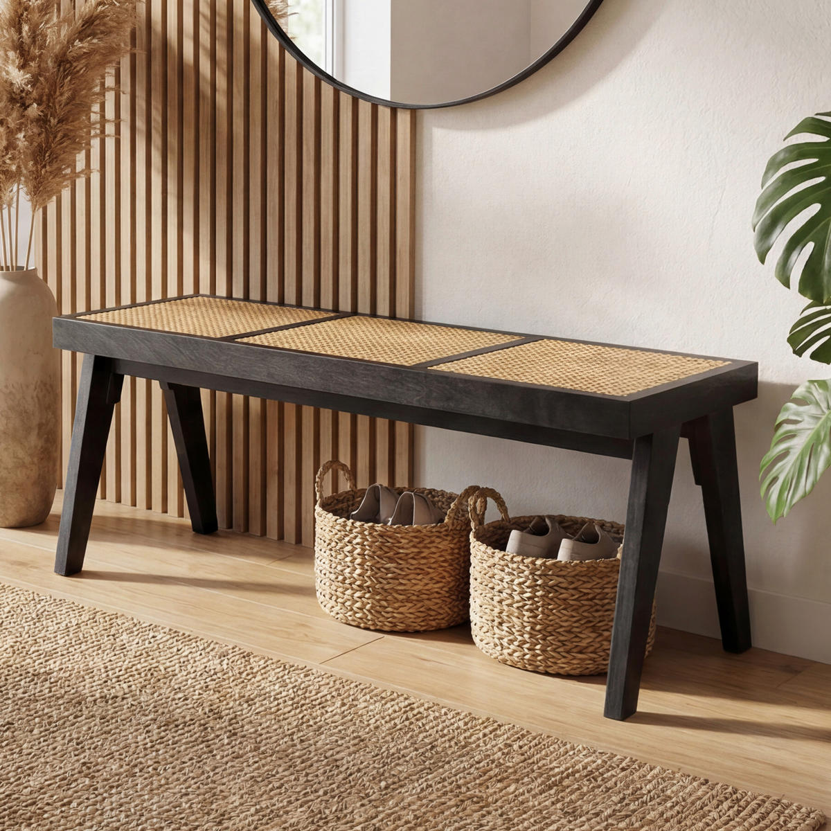 SITZBANK Holz Schwarz  - Schwarz, Design, Holz (120/48/38cm) - Livetastic