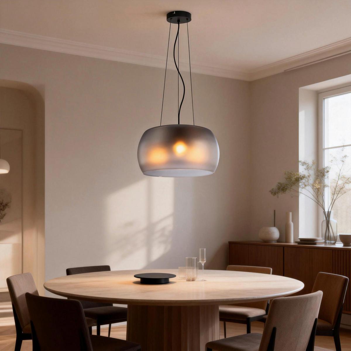 HÄNGELEUCHTE 40/120 cm  - Grau, Trend, Glas/Metall (40/120cm) - Collet's Monde