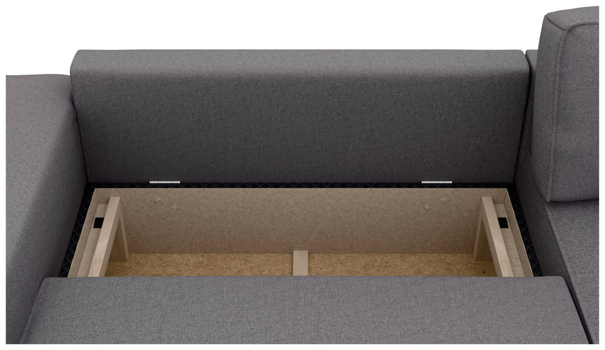 ECKSOFA in Struktur Anthrazit  - Anthrazit/Schwarz, Modern, Kunststoff/Textil (265/164cm) - Trendmanufaktur