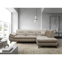 ECKSOFA Hellbraun Struktur, Plüsch  - Hellbraun/Schwarz, Design, Textil/Metall (274/201cm) - MID.YOU