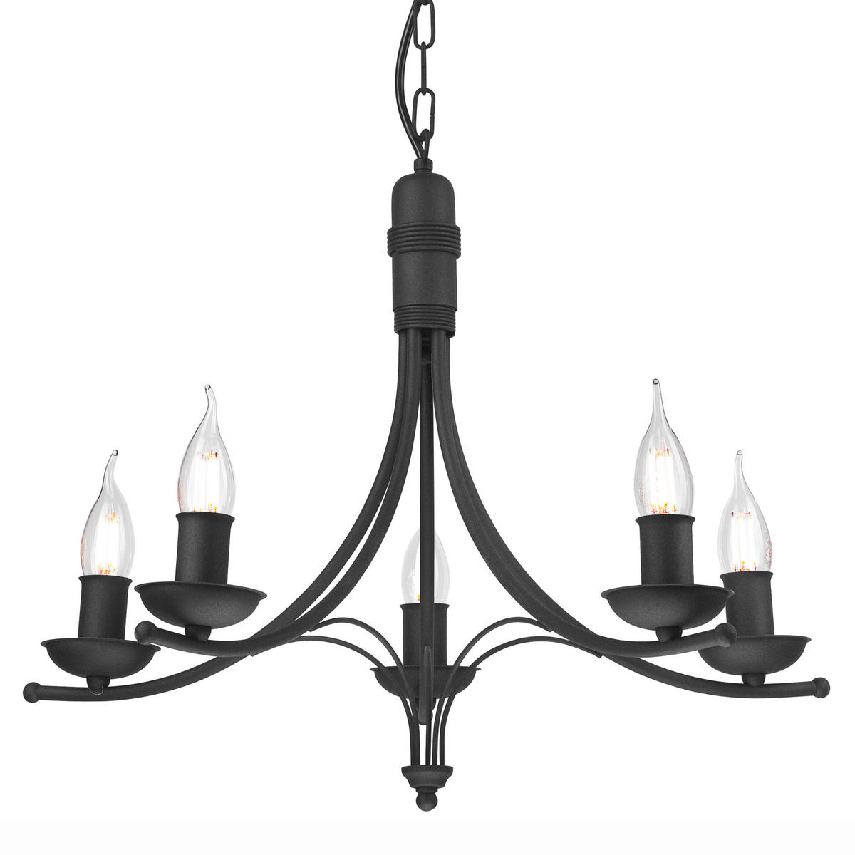 KRONLEUCHTER 58/100 cm   - Schwarz Hochglanz, KONVENTIONELL, Metall (58/100cm)