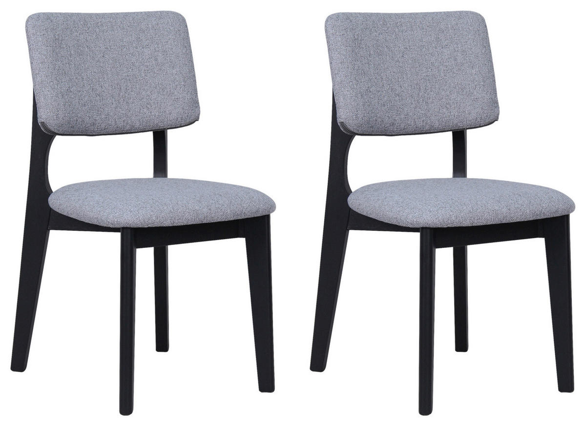 STUHL-SET 2 Stück  in Webstoff Holz, Textil  - Schwarz/Grau, MODERN, Holz/Textil (48/87/54cm) - MID.YOU