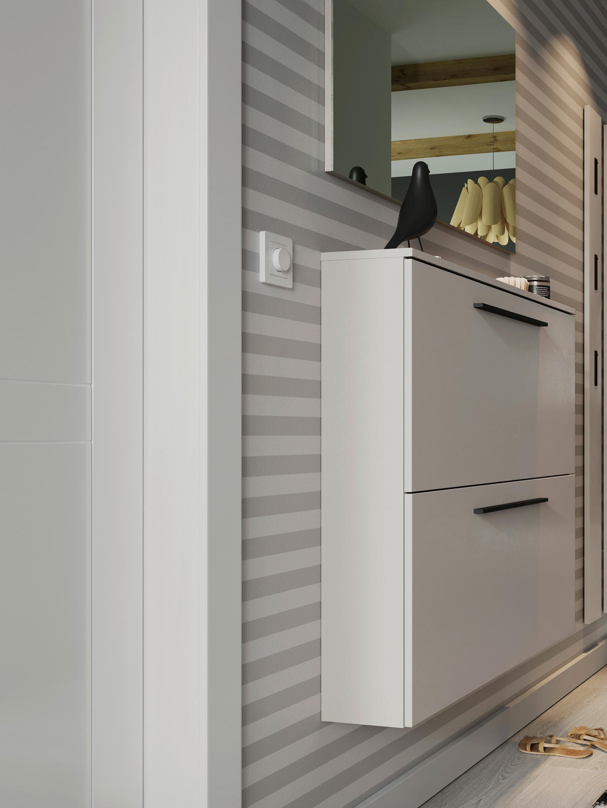 GARDEROBE 3-teilig  in 130/200/19 cm  - Kaschmir, Basics, Glas/Holzwerkstoff (130/200/19cm)
