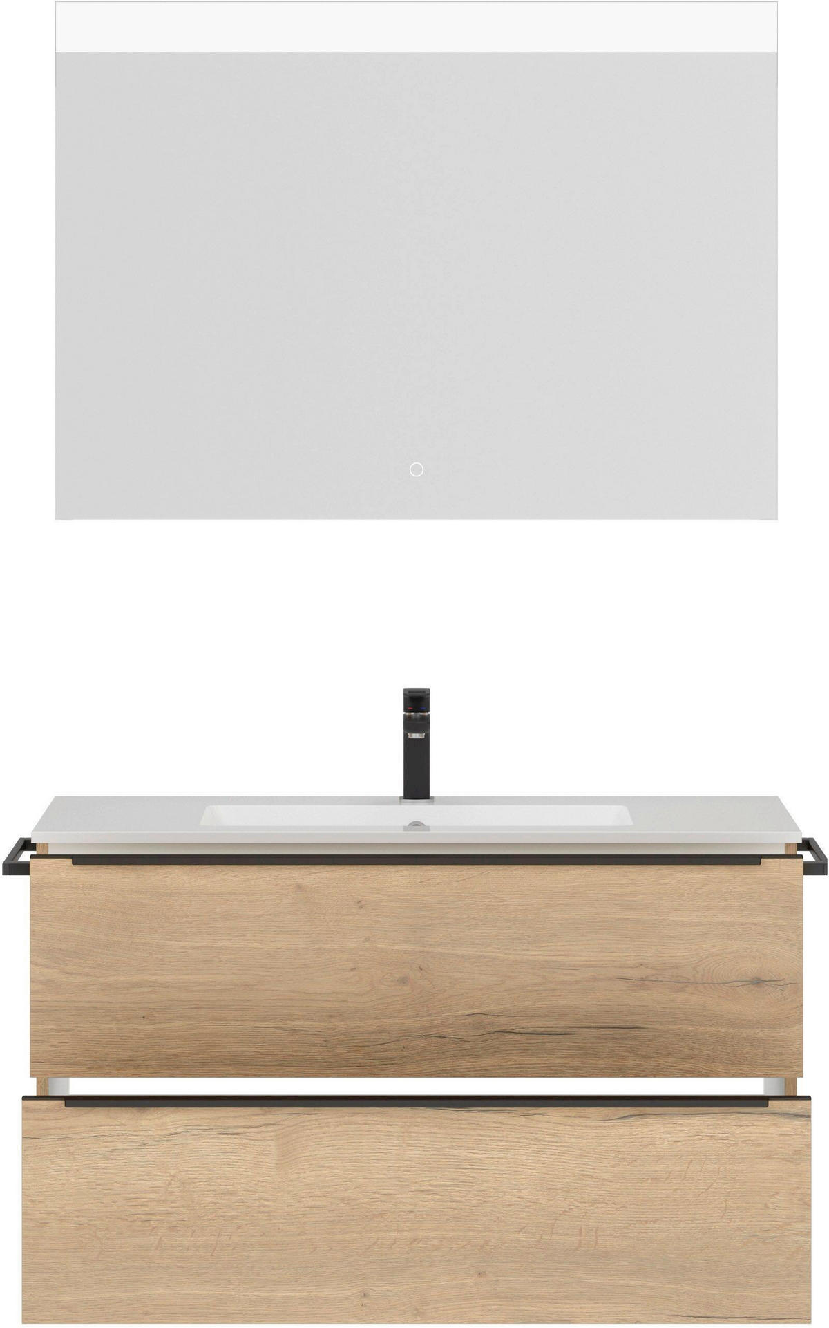 BADEZIMMER 3-teilig  in 101 cm  - Eichefarben/Schwarz, MODERN, Holzwerkstoff/Stein (101cm) - Nobilia