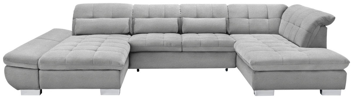 WOHNLANDSCHAFT in Mikrofaser Hellgrau  - Chromfarben/Hellgrau, Design, Kunststoff/Textil (204/350/211cm) - Xora