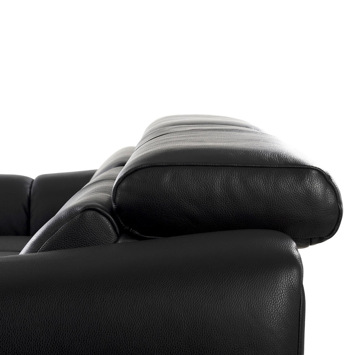 ECKSOFA AVEIRO Schwarz Echtleder Bettkasten, Kopfteilverstellung, Sitzvorzug  - Schwarz, Design, Leder/Kunststoff (177/274cm) - Livetastic