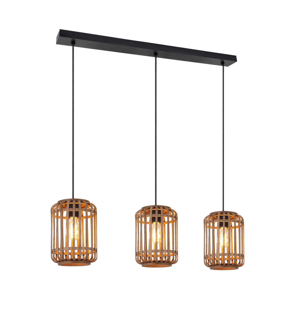 HÄNGELEUCHTE Vinkovci 77/17/120 cm  - Schwarz/Naturfarben, Design, Naturmaterialien/Metall (77/17/120cm) - Marama