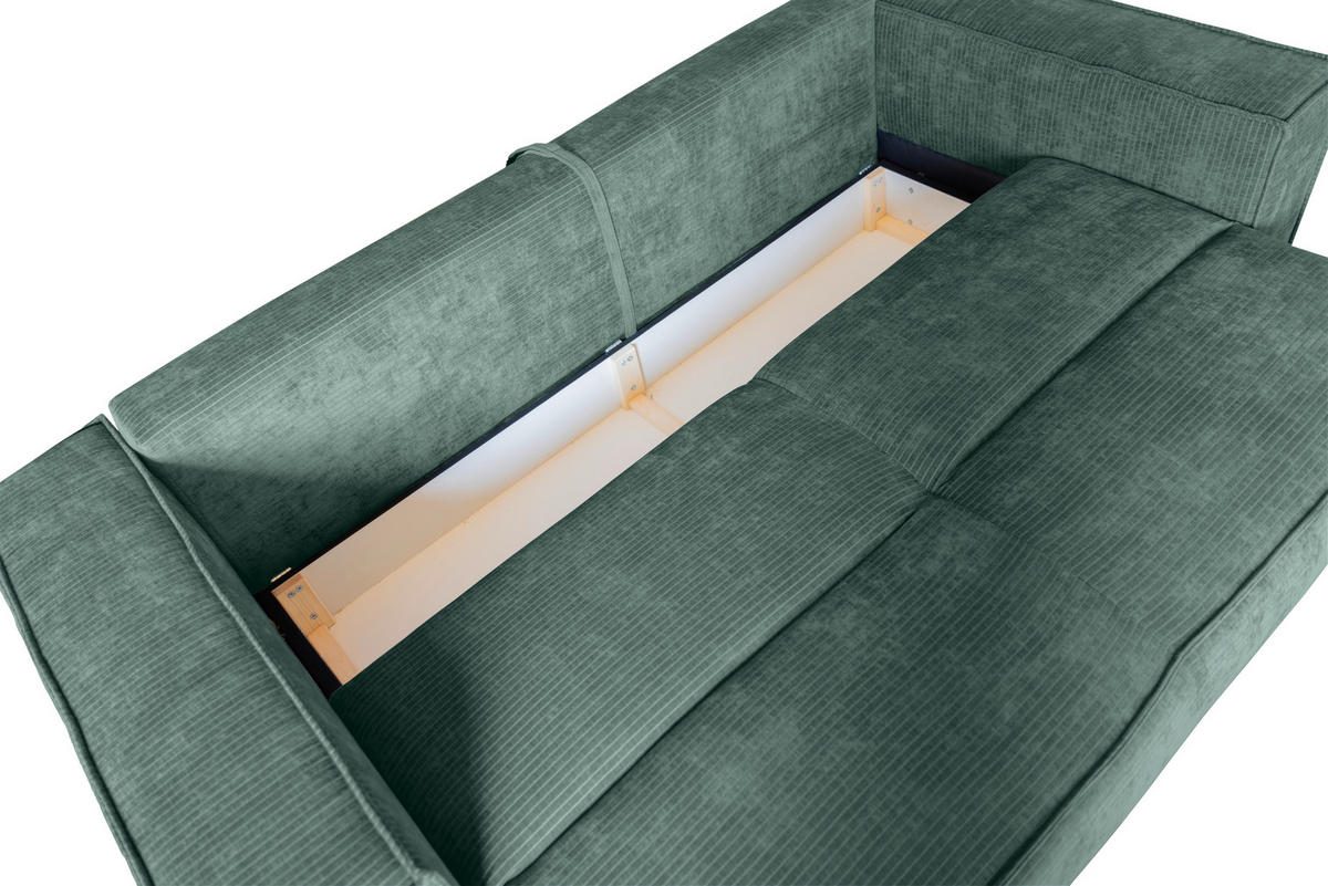 BIGSOFA in Flachgewebe Grün  - Chromfarben/Grün, KONVENTIONELL, Textil/Metall (256/68/122cm) - Carryhome
