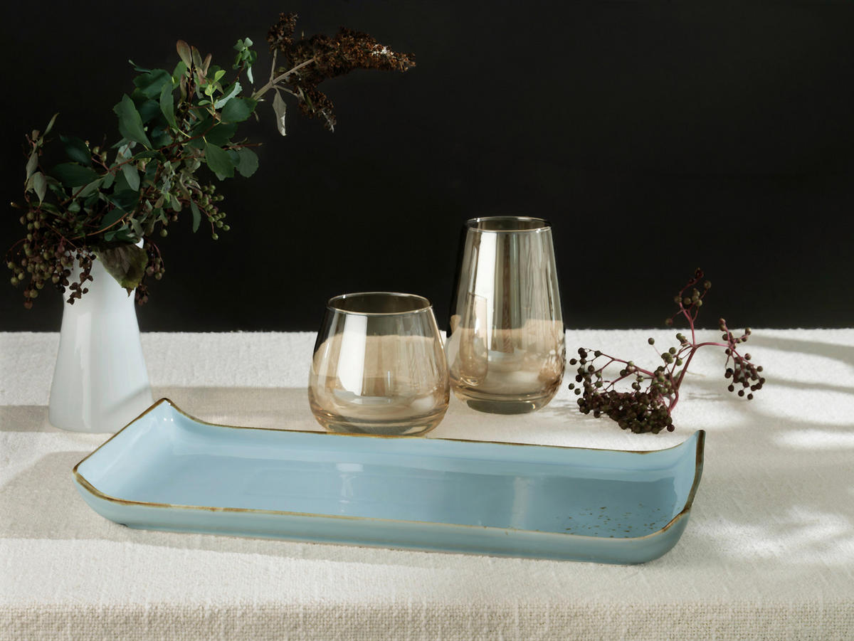 SERVIERPLATTEN-SET 2-teilig 16,5/33 cm  - Pastellblau, Trend, Keramik (16,5/33cm) - Creatable