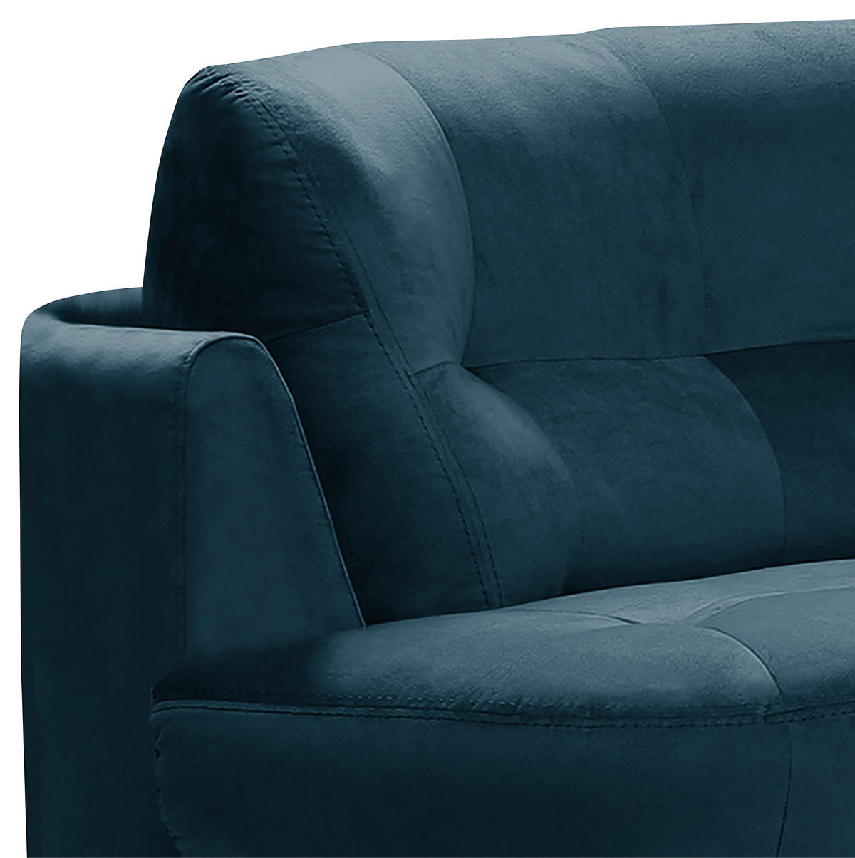 ECKSOFA Ottomane rechts, Rundform  BRETANIA Dunkelblau Samt  - Schwarz/Dunkelblau, Design, Kunststoff/Textil (300/113cm) - Livetastic