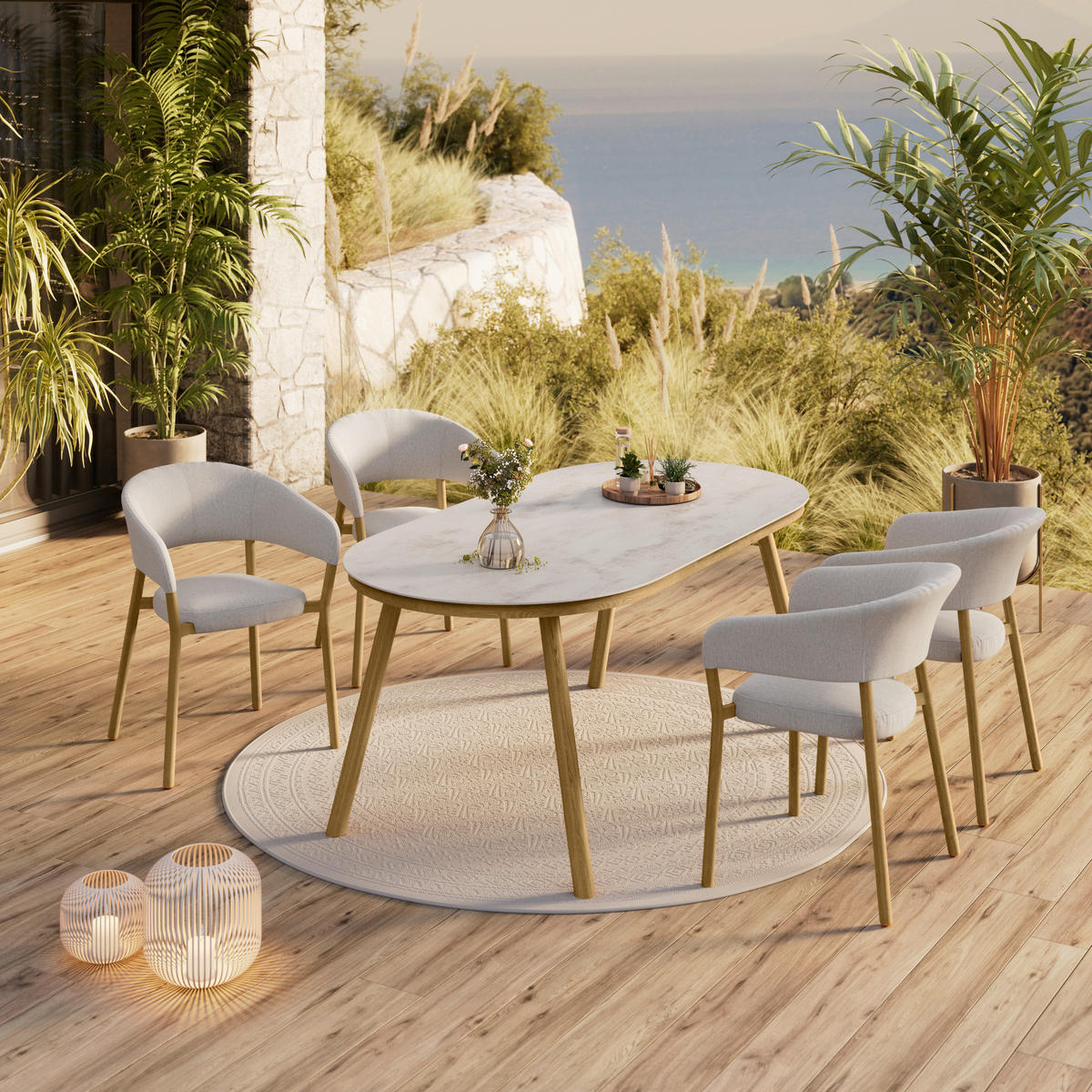 GARTENSESSEL Aluminium Gelb, Hellgrau  - Gelb/Hellgrau, MODERN, Textil/Metall (61/56/78cm) - Ambia Garden