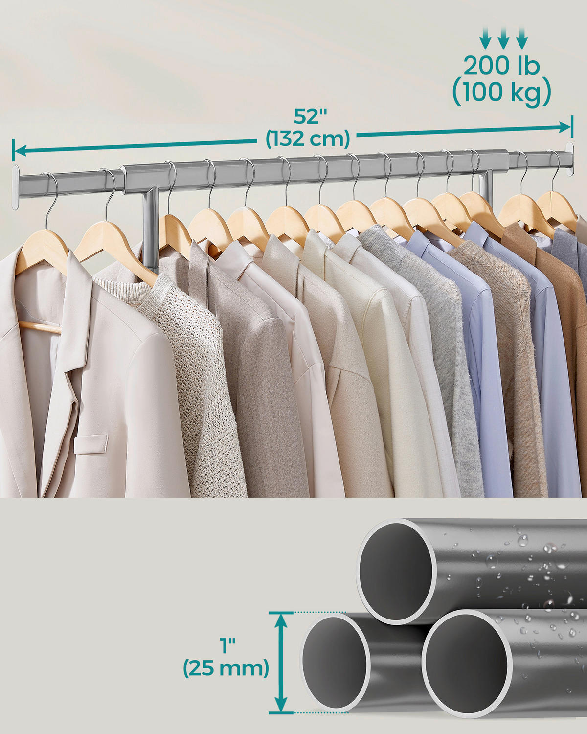 KLEIDERWAGEN in Grau 92/161,5/45 cm   - Grau, Basics, Kunststoff/Metall (92/161,5/45cm)