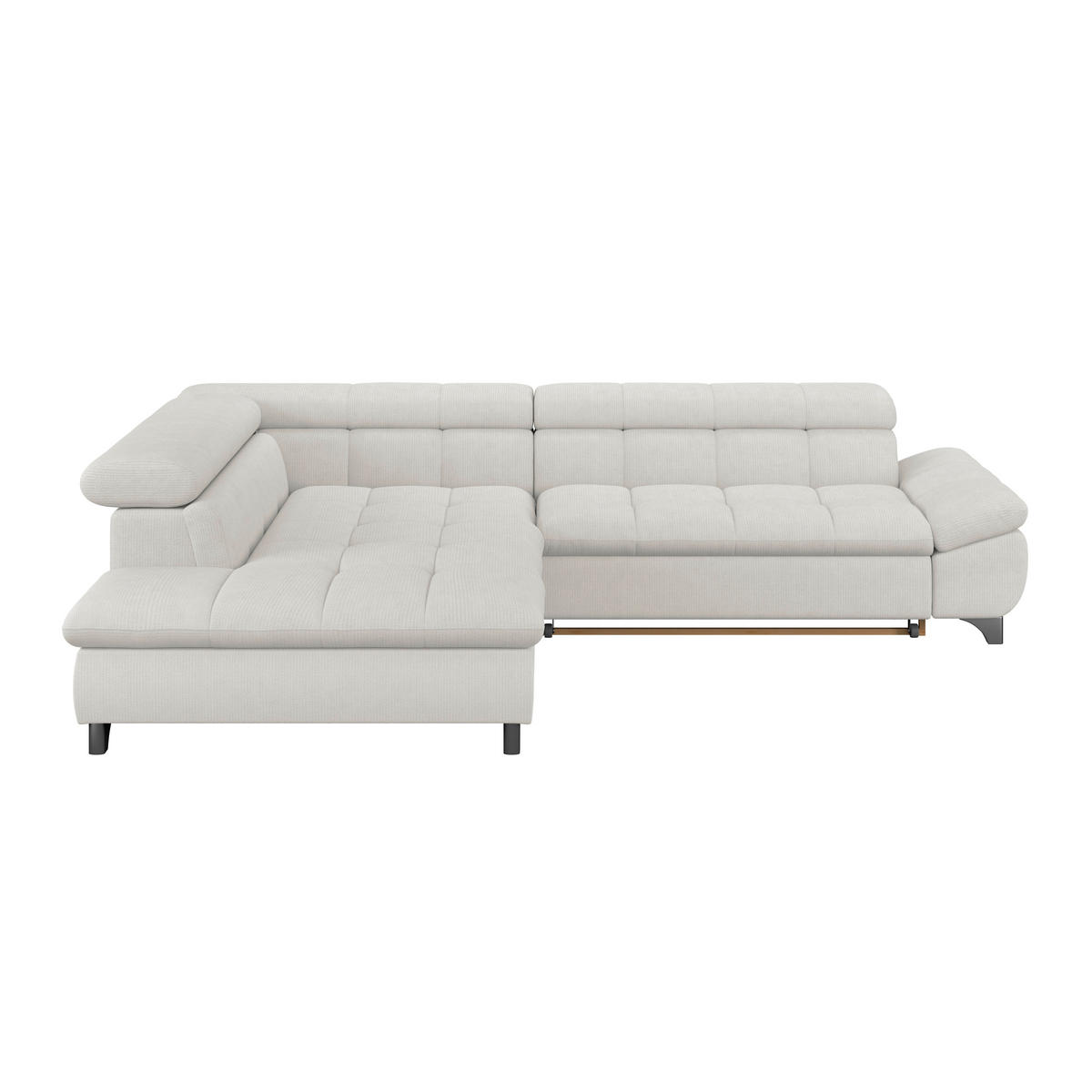 ECKSOFA Creme Chenille  - Chromfarben/Creme, KONVENTIONELL, Textil/Metall (234/312cm) - Livetastic