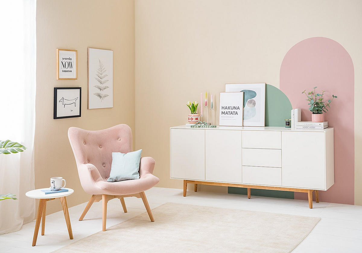 SIDEBOARD 200/80/45 cm  in Weiss, Eichefarben  - Weiss/Eichefarben, Design, Holz/Holzwerkstoff (200/80/45cm) - home24