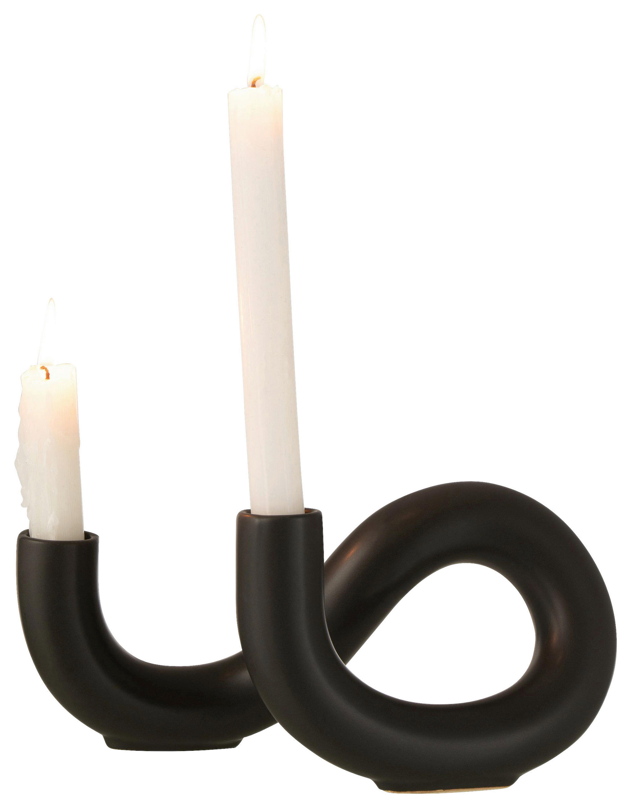 KERZENHALTER - Schwarz, Trend, Keramik (25/15/14cm)