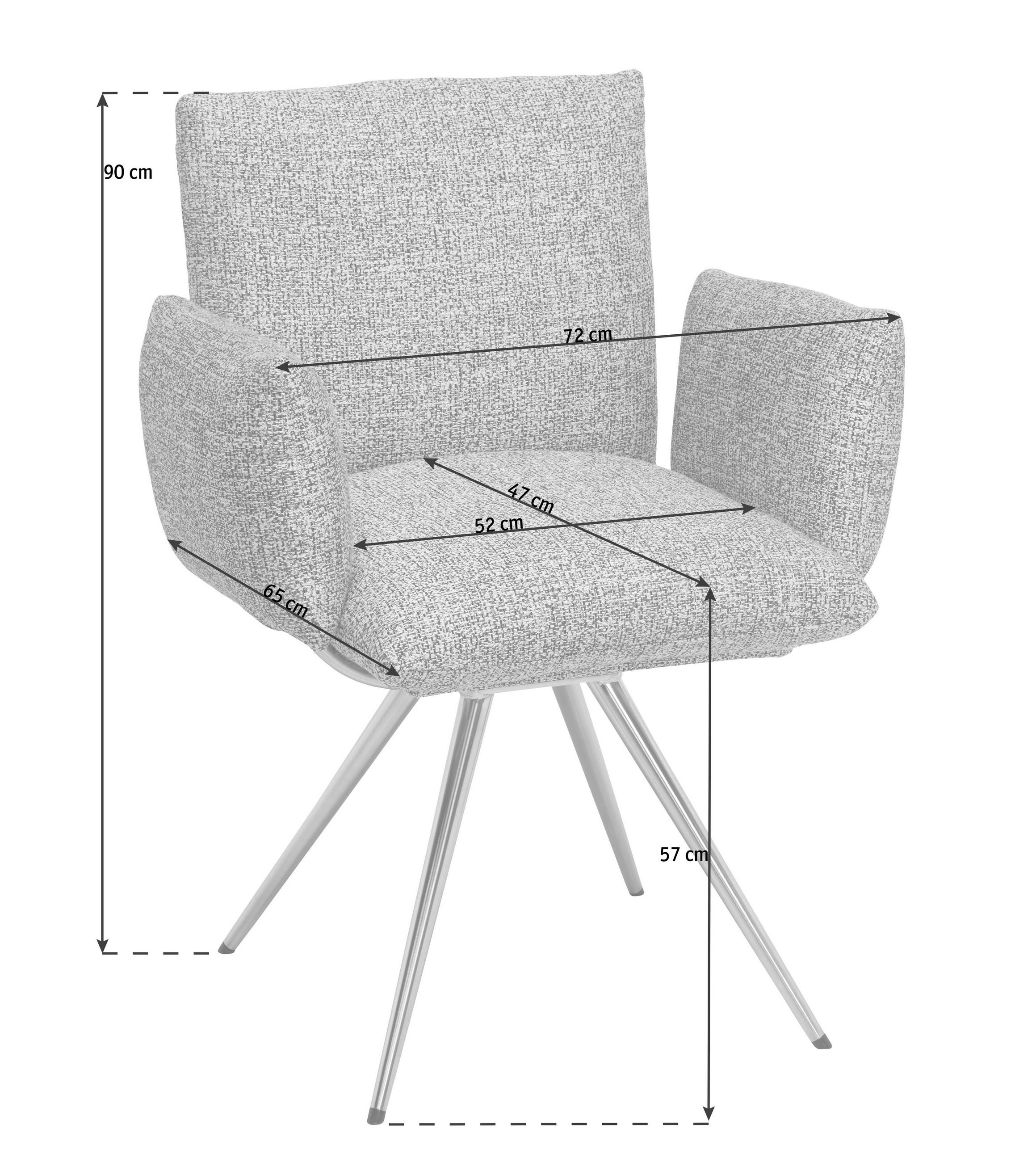 ARMLEHNSTUHL  Lederauswahl, Stoffauswahl Webstoff  - Anthrazit/Hellgrün, Natur, Textil/Metall (72/90/65cm) - Venjakob