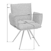 ARMLEHNSTUHL  Lederauswahl, Stoffauswahl Webstoff  - Anthrazit/Hellgrün, Natur, Textil/Metall (72/90/65cm) - Venjakob