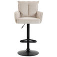 BARHOCKER Cord Beige Eisen Stoffauswahl, Sitzfläche 360° drehbar, inklusive Armlehnen  - Beige/Schwarz, Design, Textil/Metall (54/101-122/58cm) - Novel