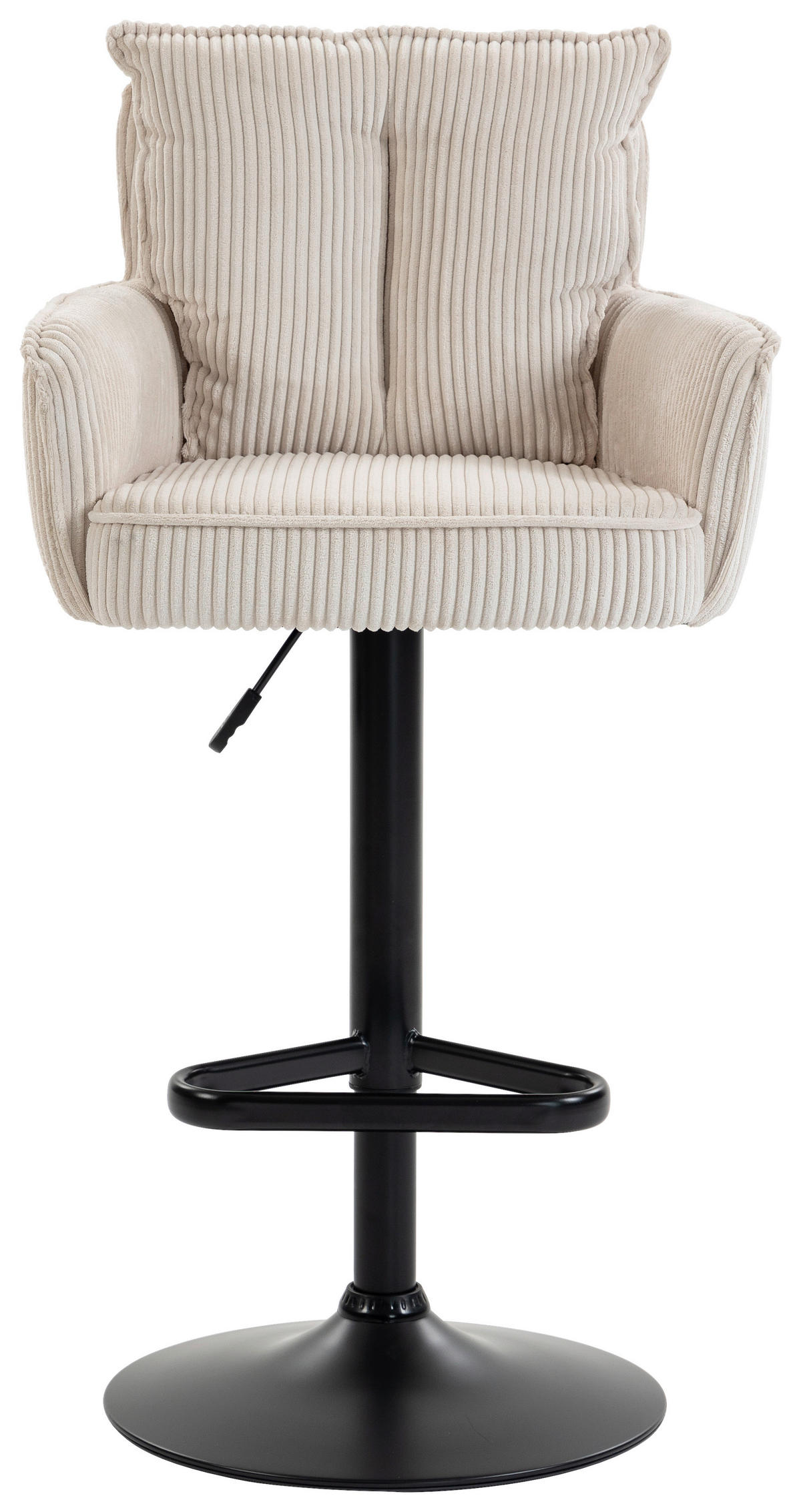 BARHOCKER Cord Beige Eisen Stoffauswahl, Sitzfläche 360° drehbar, inklusive Armlehnen  - Beige/Schwarz, Design, Textil/Metall (54/101-122/58cm) - Novel