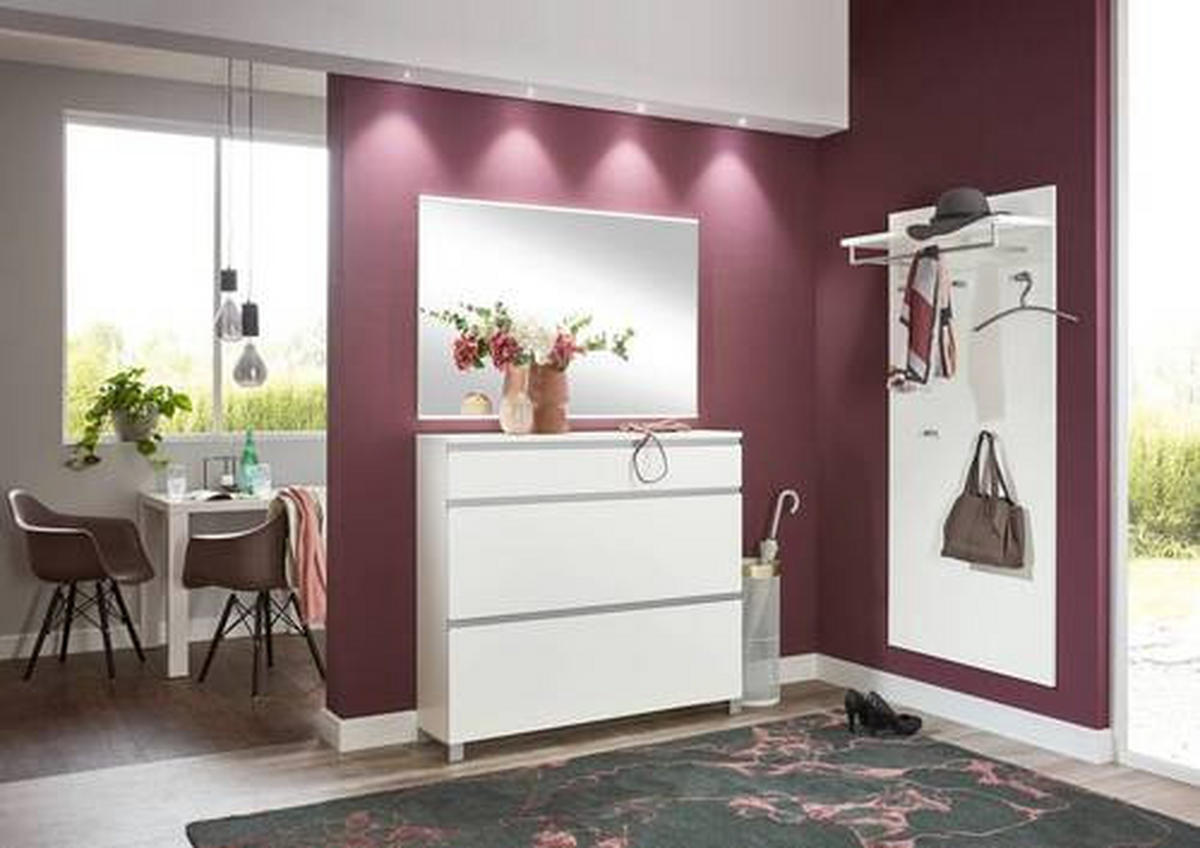 GARDEROBE 3-teilig  in 205/195/31 cm  - Weiss/Silberfarben, Design, Holzwerkstoff (205/195/31cm)