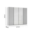 SCHWEBETÜRENSCHRANK 271/235/68 cm 4-türig Grau, Weiß  - Chromfarben/Weiß, KONVENTIONELL, Glas/Holzwerkstoff (271/235/68cm) - Novel