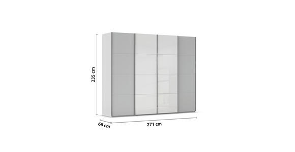SCHWEBETÜRENSCHRANK 271/235/68 cm 4-türig Grau, Weiß  - Chromfarben/Weiß, KONVENTIONELL, Glas/Holzwerkstoff (271/235/68cm) - Novel