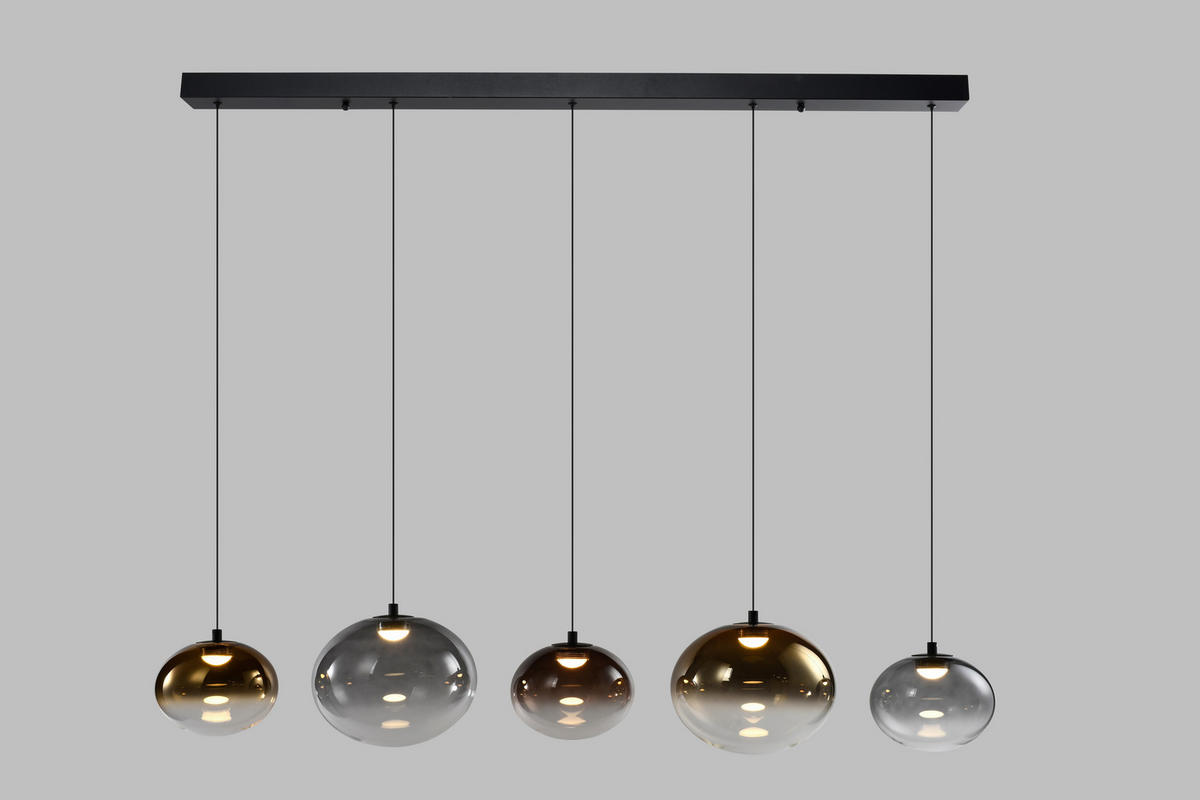 LED-HÄNGELEUCHTE Pesaro 128/170/20 cm  - Schwarz, Design, Glas/Metall (128/170/20cm)