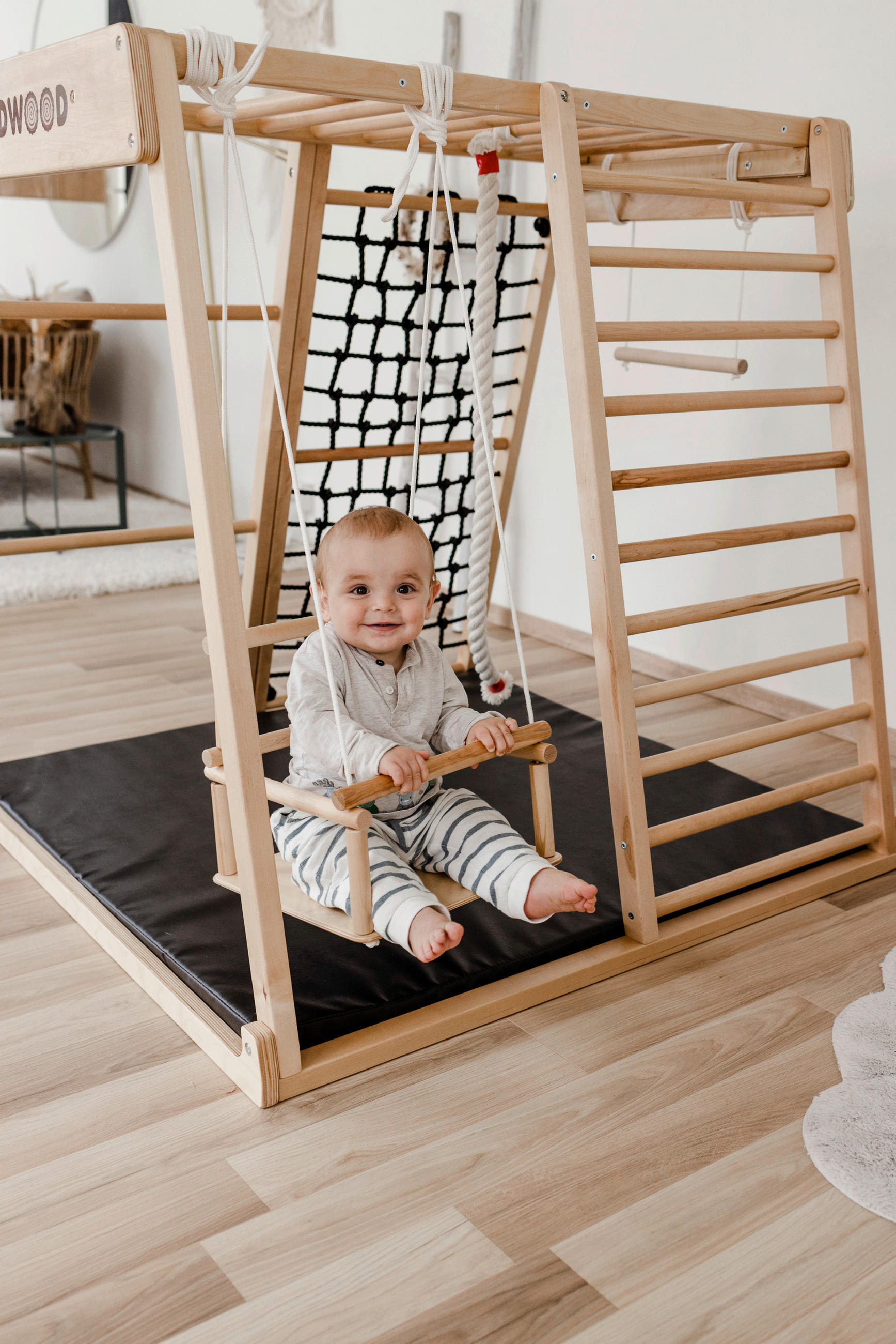 KLETTERGERÜST - Birkefarben/Schwarz, Basics, Holz (115/110/113cm)