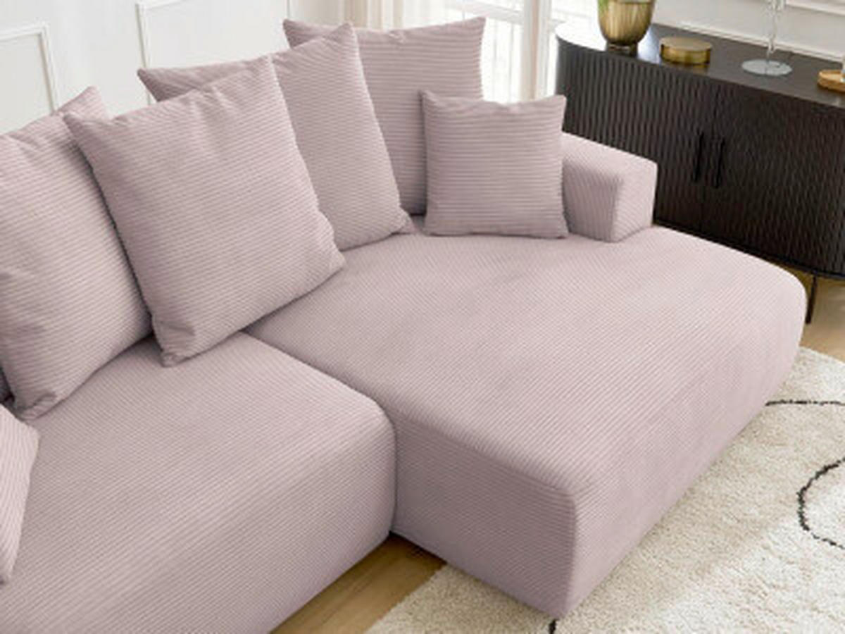 ECKSOFA Ottomane rechts  ATILLA Lila Cord  - Lila/Schwarz, MODERN, Kunststoff/Textil (244/149cm)