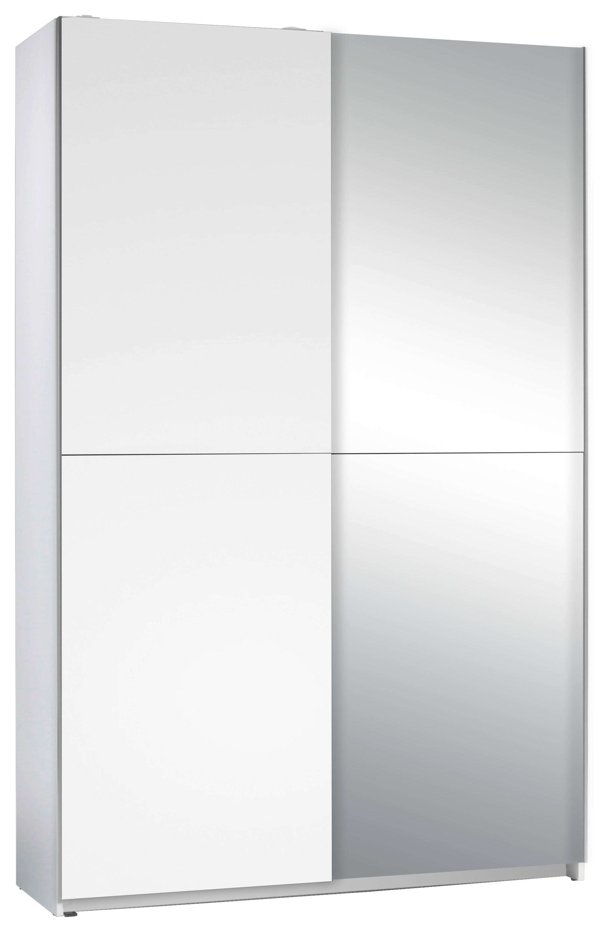 SCHWEBETÜRENSCHRANK 2-türig Weiß  - Silberfarben/Weiß, Basics, Glas (125/195,5/38cm) - P & B