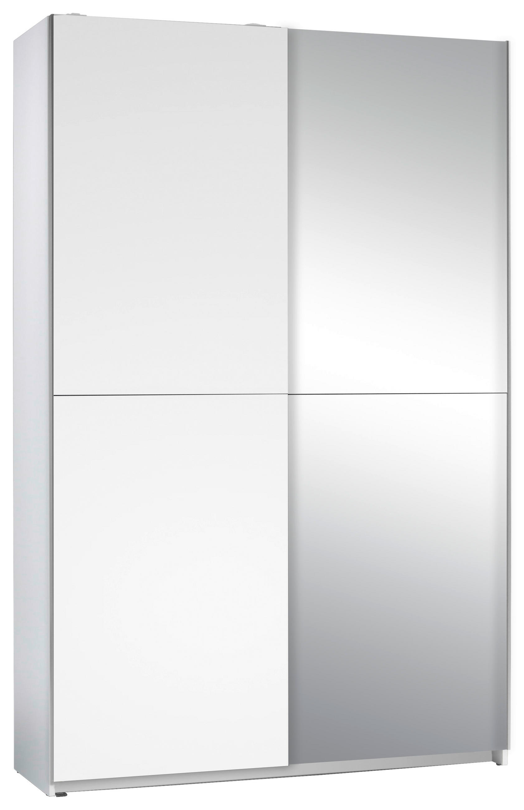 SKJUTDÖRRSGARDEROB 125/195,5/38 cm 2-dörrar - vit/silver, Basics, glas (125/195,5/38cm) - P & B