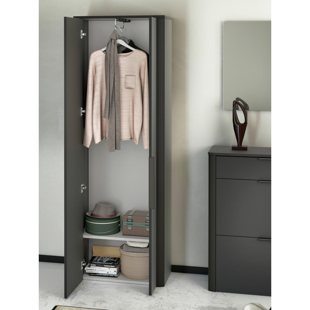Thumbnail - Dieter Knoll Garderobenschrank, Anthrazit, Schwarz, Holzwerkstoff, 1 Fächer, 66x191x34 cm, Beimöbel erhältlich, Typenaus...