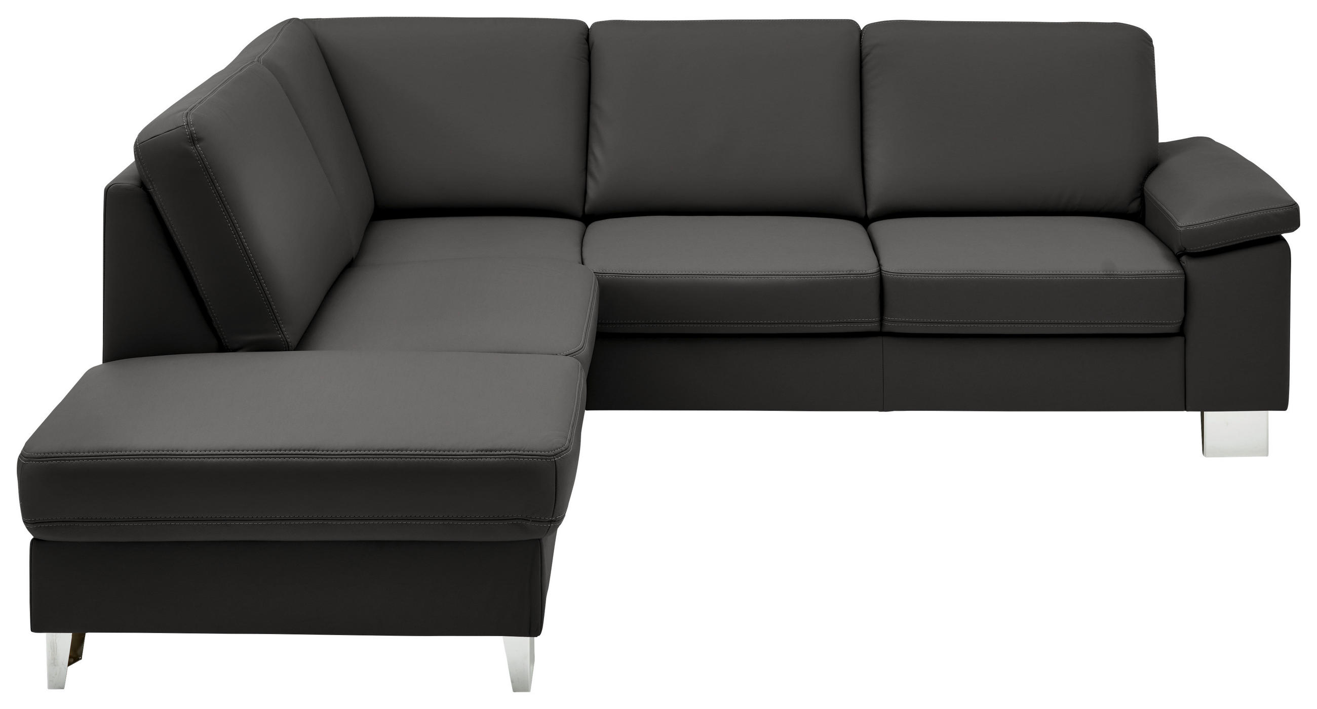 ECKSOFA  in Echtleder Grau  235/248 cm  - Beige/Alufarben, Design, Leder/Metall (235/248cm) - Beldomo Premium