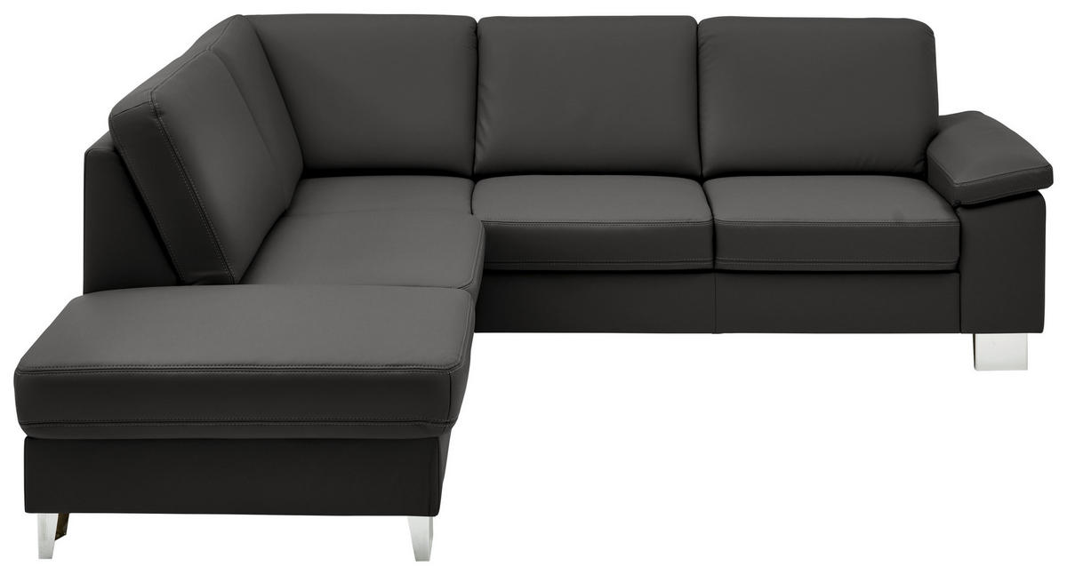 ECKSOFA  in Echtleder Grau  235/248 cm  - Beige/Alufarben, Design, Leder/Metall (235/248cm) - Beldomo Premium