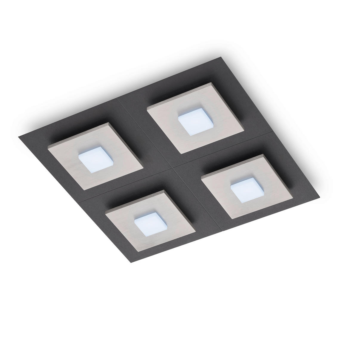 LED-DECKENLEUCHTE Plano 48/7/48 cm  - Schwarz/Alufarben, Design, Kunststoff/Metall (48/7/48cm) - Grossmann