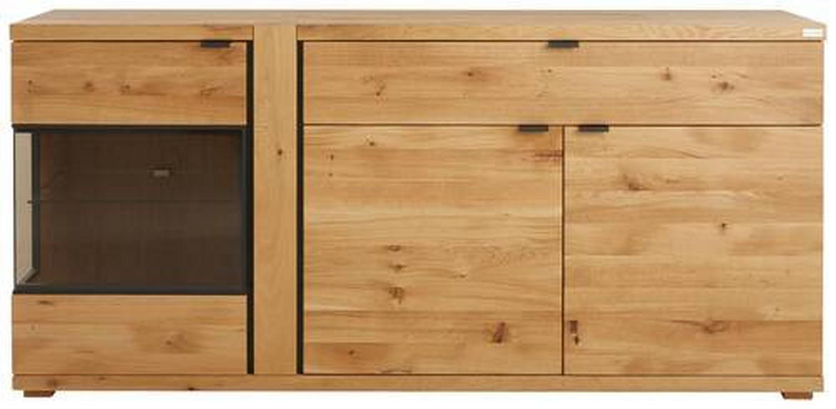 SIDEBOARD Graphitfarben, Wildeiche  170/79/43 cm  - Wildeiche/Anthrazit, Natur, Glas/Holz (170/79/43cm) - Linea Natura
