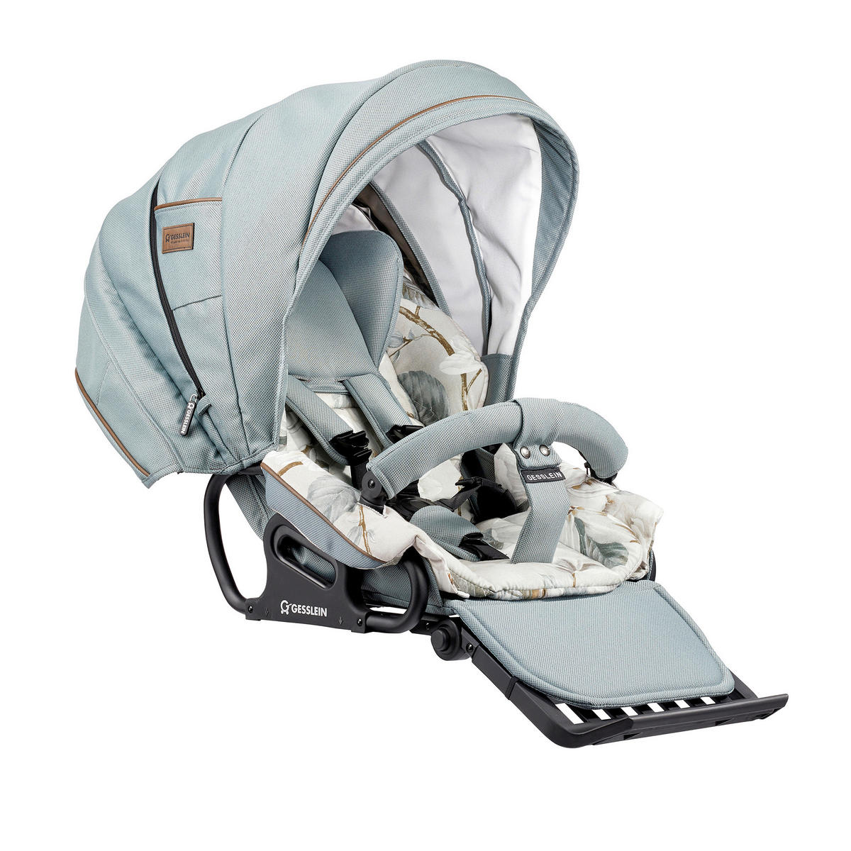 KINDERWAGENSET F4 Air+  - Creme/Schwarz, Basics, Textil/Metall (57/129/100cm) - Gesslein
