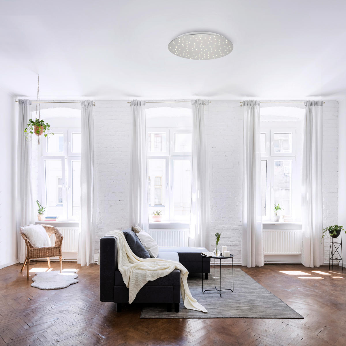 DECKENLEUCHTE Sparkle 48/4 cm   - Silberfarben, Design, Metall (48/4cm)